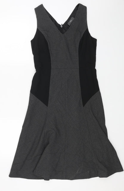 Marks and Spencer Womens Grey Polyester A-Line Size 10 V-Neck Zip
