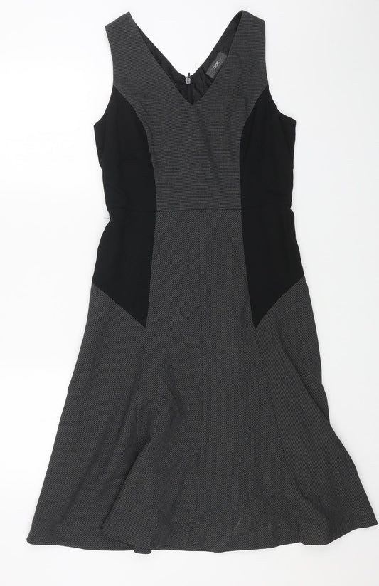 Marks and Spencer Womens Grey Polyester A-Line Size 10 V-Neck Zip