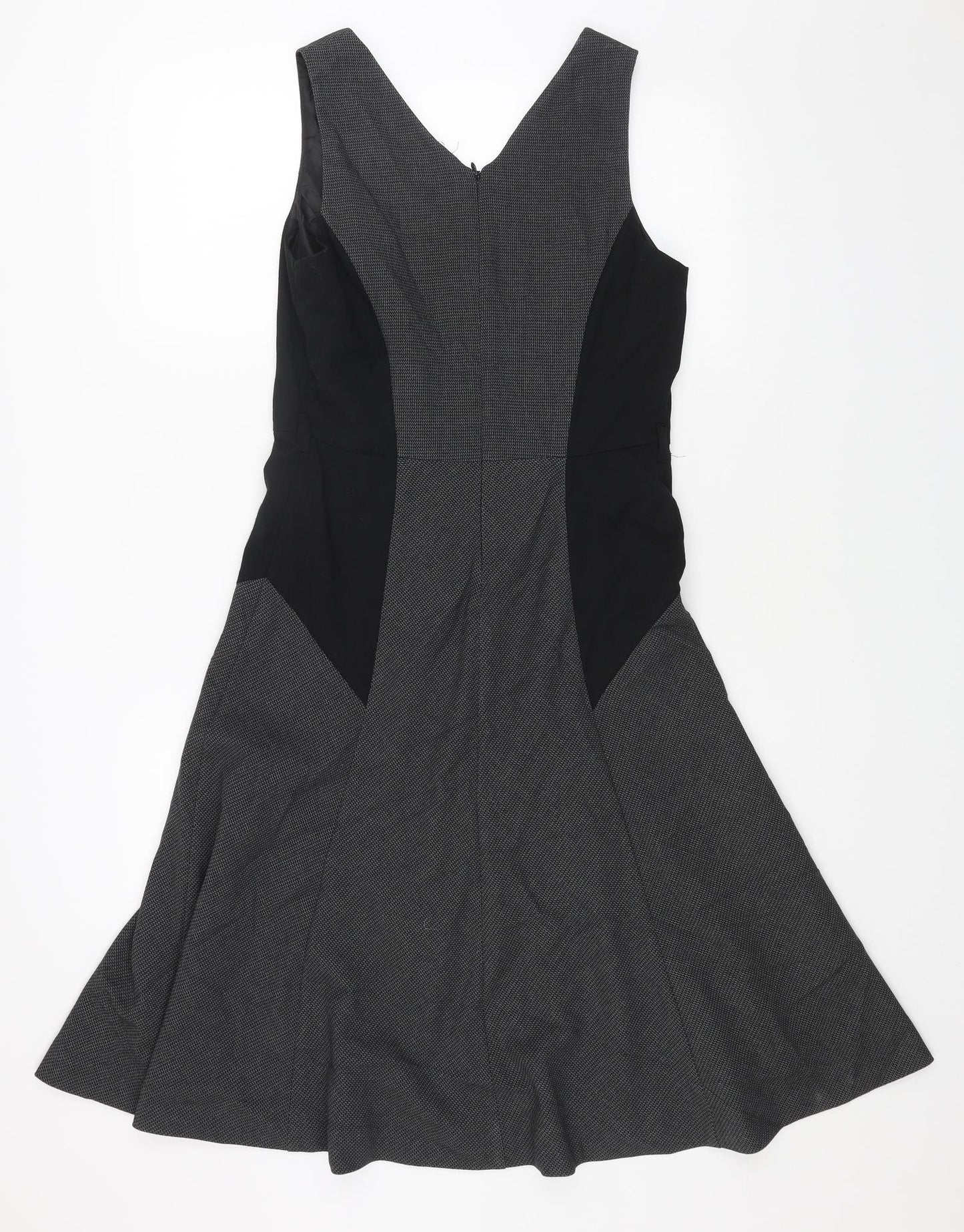 Marks and Spencer Womens Grey Polyester A-Line Size 10 V-Neck Zip