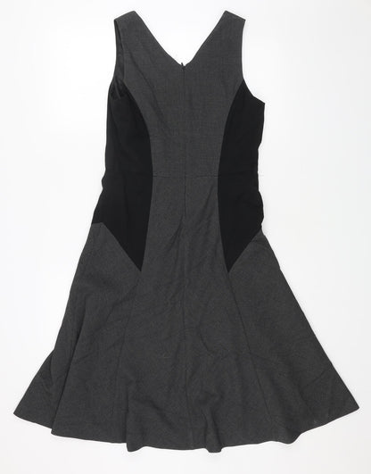 Marks and Spencer Womens Grey Polyester A-Line Size 10 V-Neck Zip