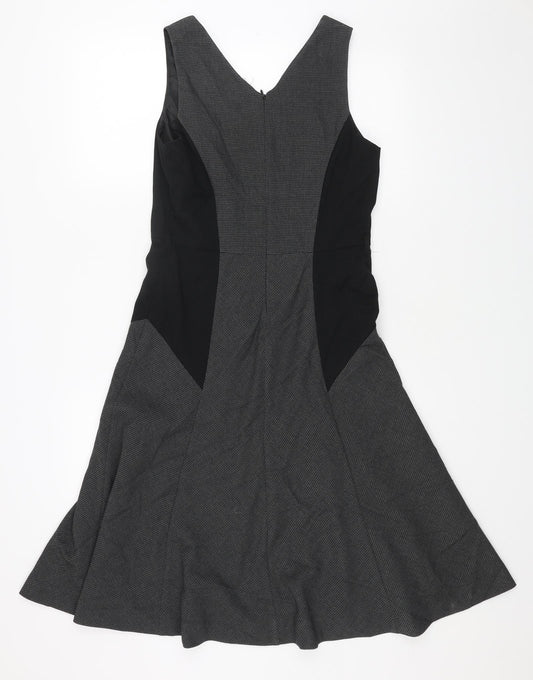 Marks and Spencer Womens Grey Polyester A-Line Size 10 V-Neck Zip