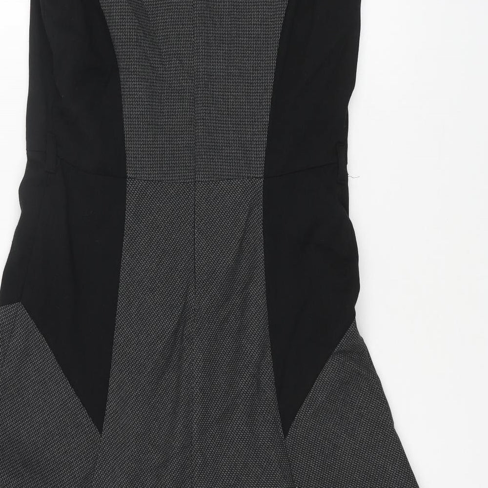 Marks and Spencer Womens Grey Polyester A-Line Size 10 V-Neck Zip