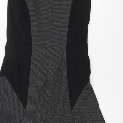 Marks and Spencer Womens Grey Polyester A-Line Size 10 V-Neck Zip