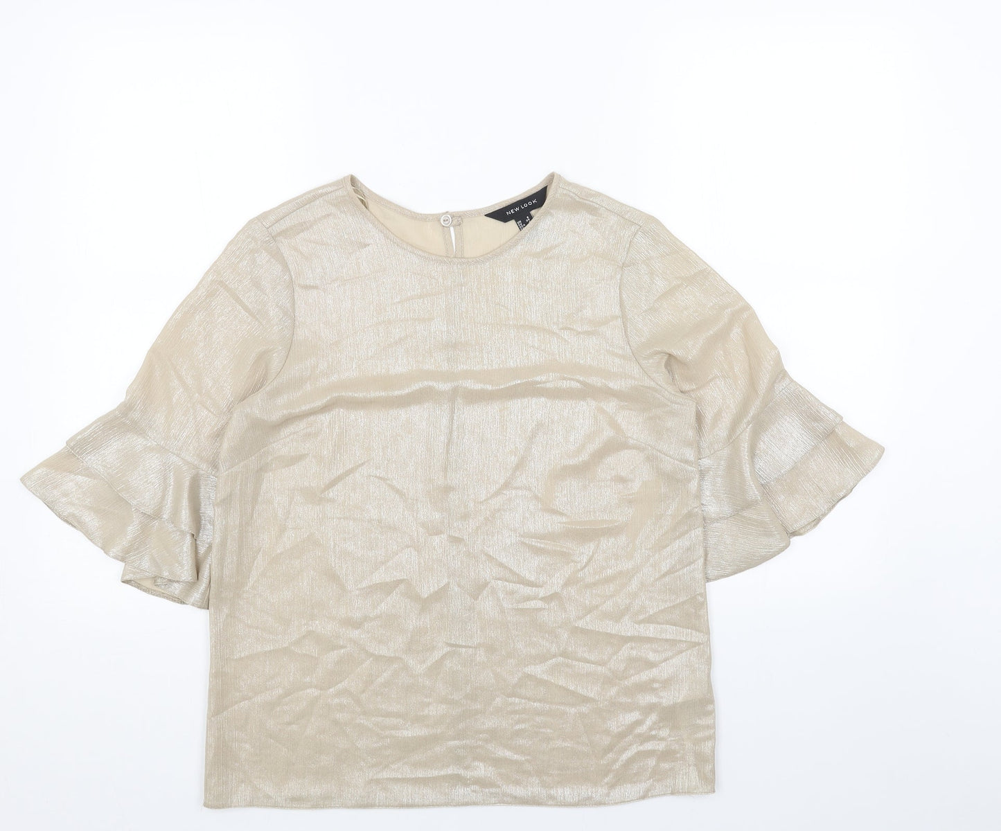 Womens UK Size 8 New Look Gold Basic T-Shirt