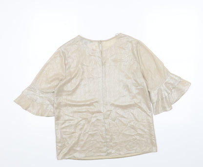 Womens UK Size 8 New Look Gold Basic T-Shirt