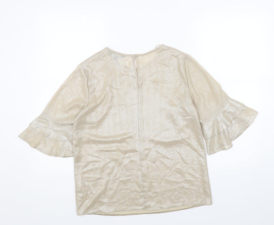 Womens UK Size 8 New Look Gold Basic T-Shirt