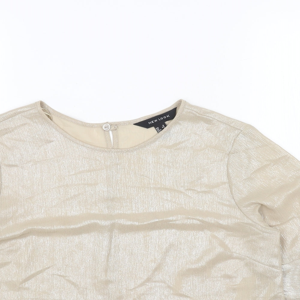 Womens UK Size 8 New Look Gold Basic T-Shirt