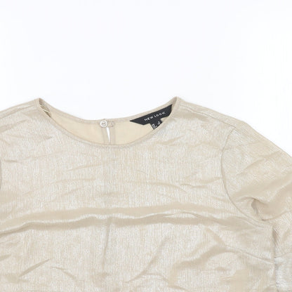 Womens UK Size 8 New Look Gold Basic T-Shirt
