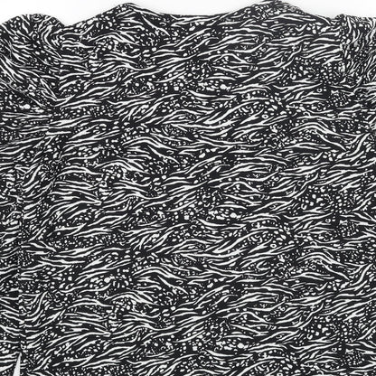 F&F Womens Black Animal Print Polyester Basic Blouse Size 10 Round Neck - Zebra Pattern