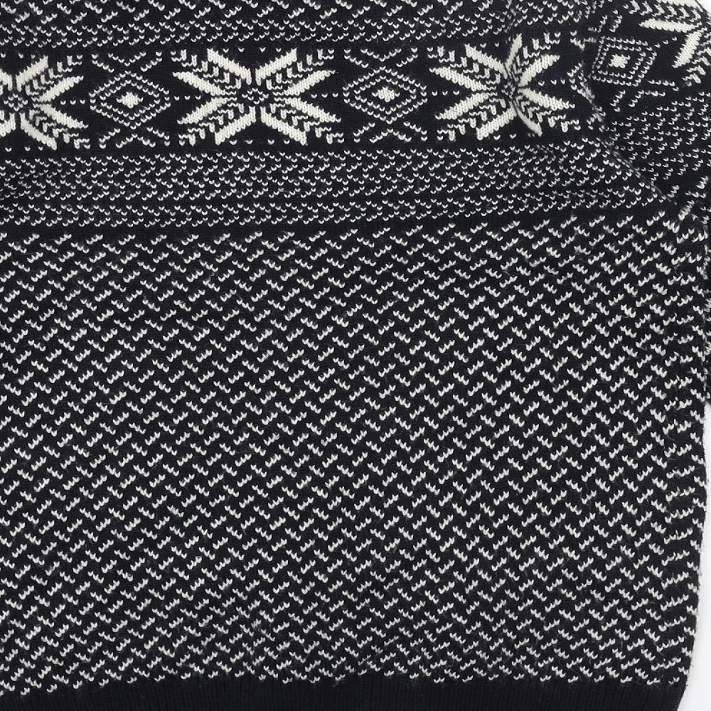 Preworn Mens Blue Round Neck Fair Isle Acrylic Pullover Jumper Size S Long Sleeve