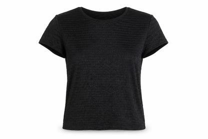 JOVONNA Womens Black Viscose Basic T-Shirt Size S Round Neck
