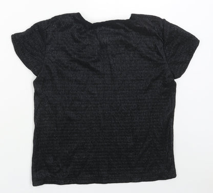 JOVONNA Womens Black Viscose Basic T-Shirt Size S Round Neck