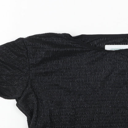 JOVONNA Womens Black Viscose Basic T-Shirt Size S Round Neck