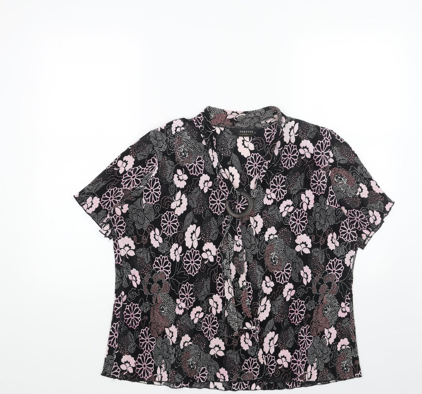 Womens UK Size L Forever Black Basic Blouse