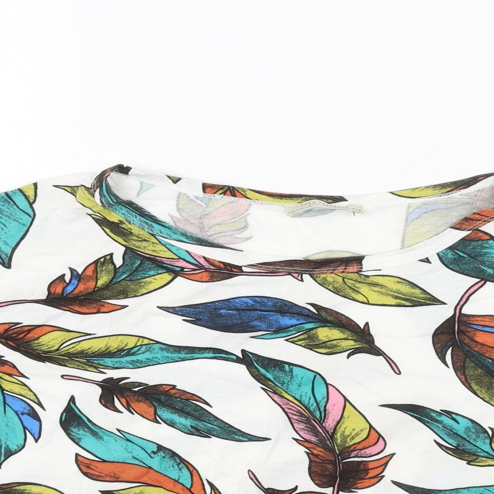 Womens UK Size L Zara White Cropped T-Shirt