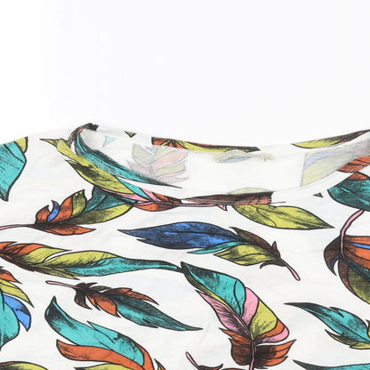Womens UK Size L Zara White Cropped T-Shirt