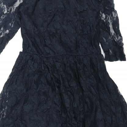 Miss Evie Girls Blue Polyester A-Line Size 9 Years Round Neck Button