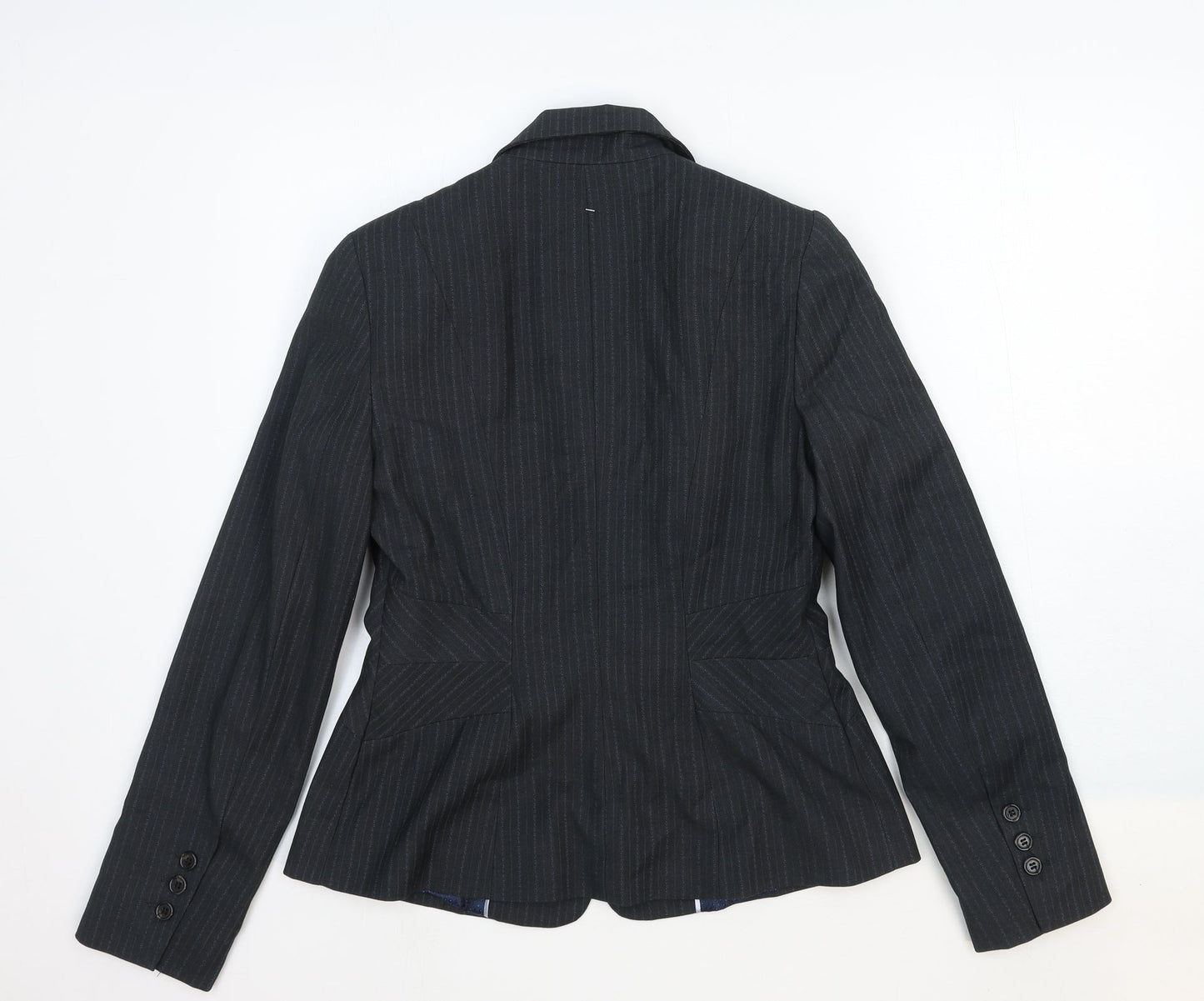 Papaya Womens Grey Striped Cotton Jacket Blazer Size 10