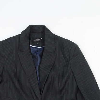 Papaya Womens Grey Striped Cotton Jacket Blazer Size 10