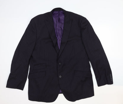 George Mens Blue Striped Cotton Jacket Blazer Size 42 Regular