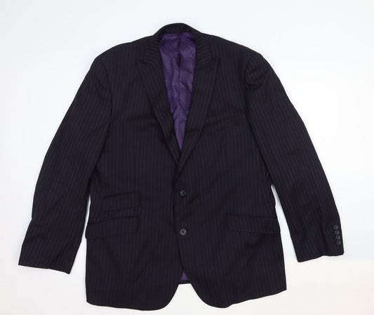 George Mens Blue Striped Cotton Jacket Blazer Size 42 Regular