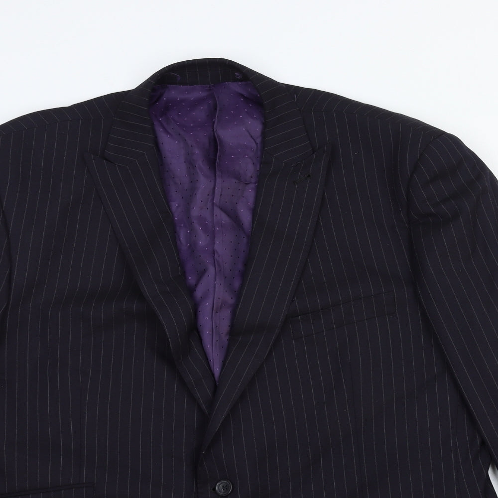 George Mens Blue Striped Cotton Jacket Blazer Size 42 Regular