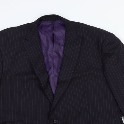 George Mens Blue Striped Cotton Jacket Blazer Size 42 Regular