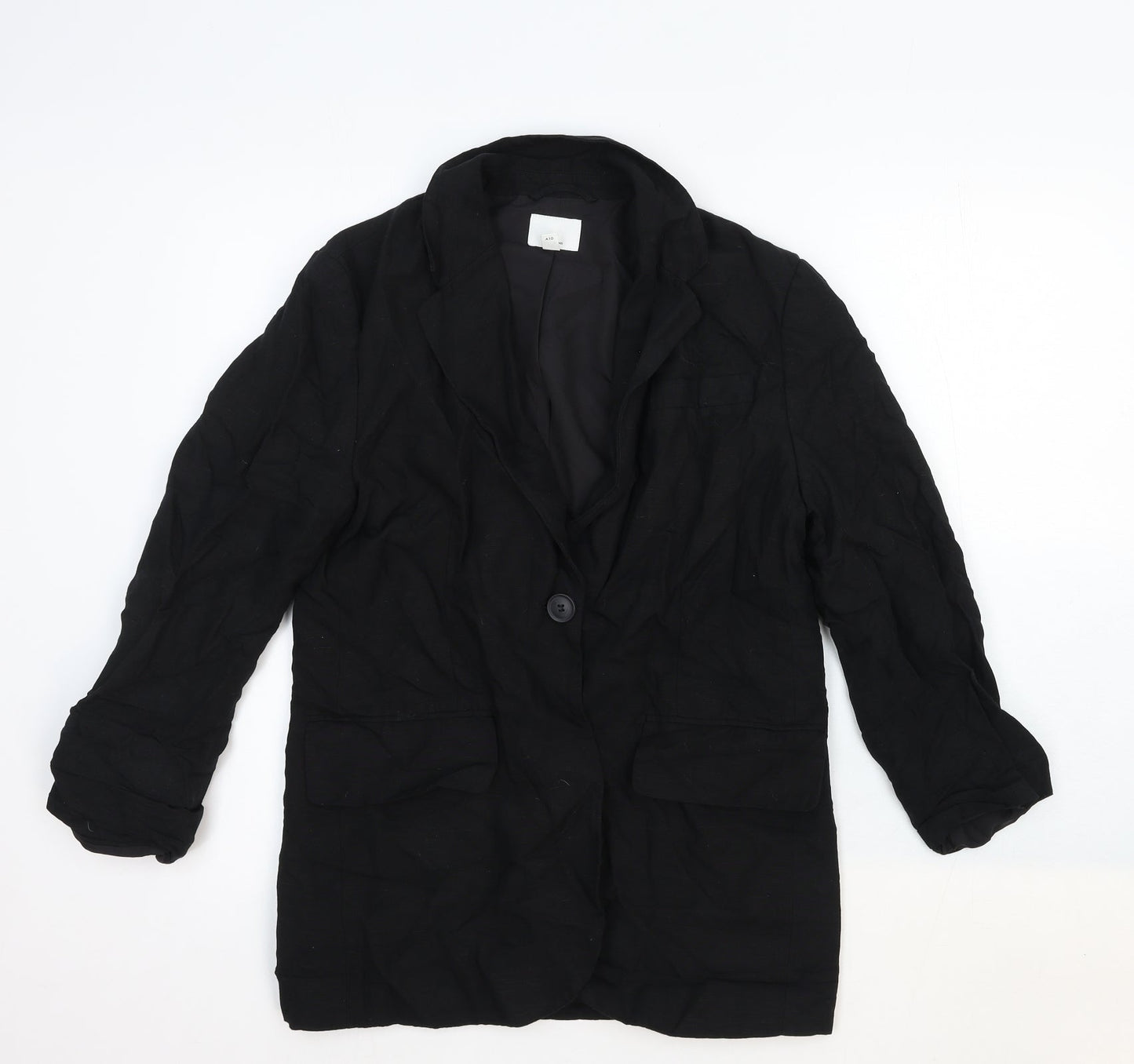 H&M Womens Black Cotton Jacket Blazer Size XS