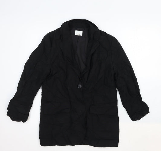 H&M Womens Black Cotton Jacket Blazer Size XS