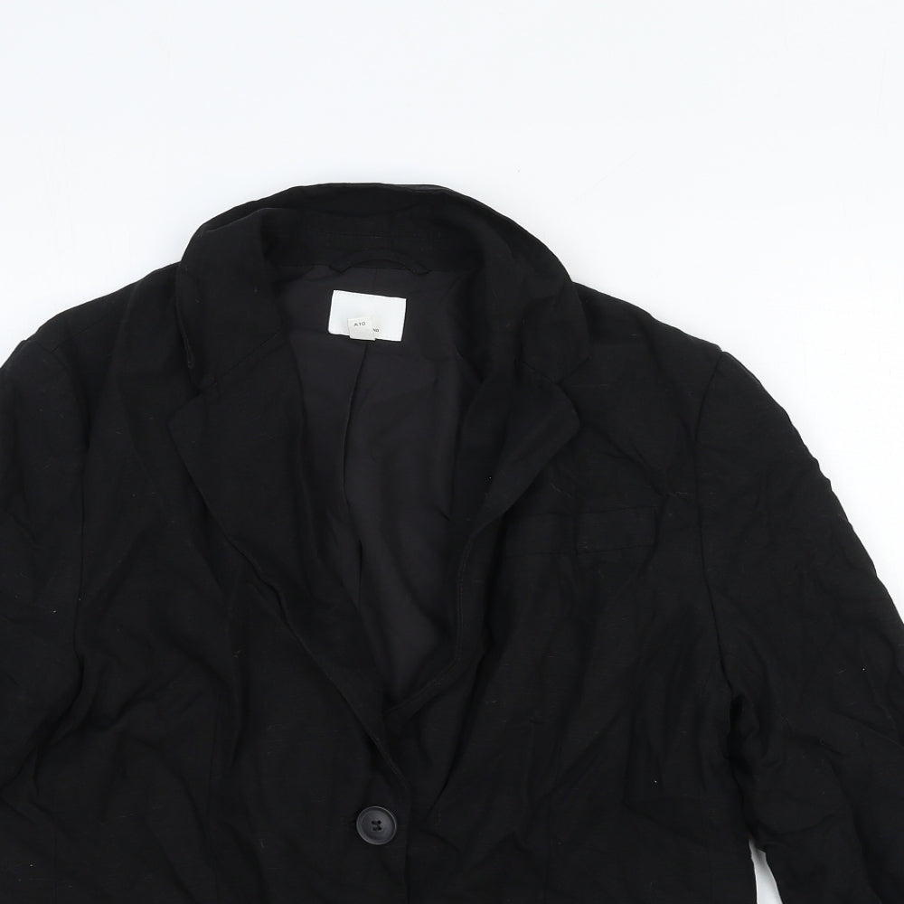 H&M Womens Black Cotton Jacket Blazer Size XS