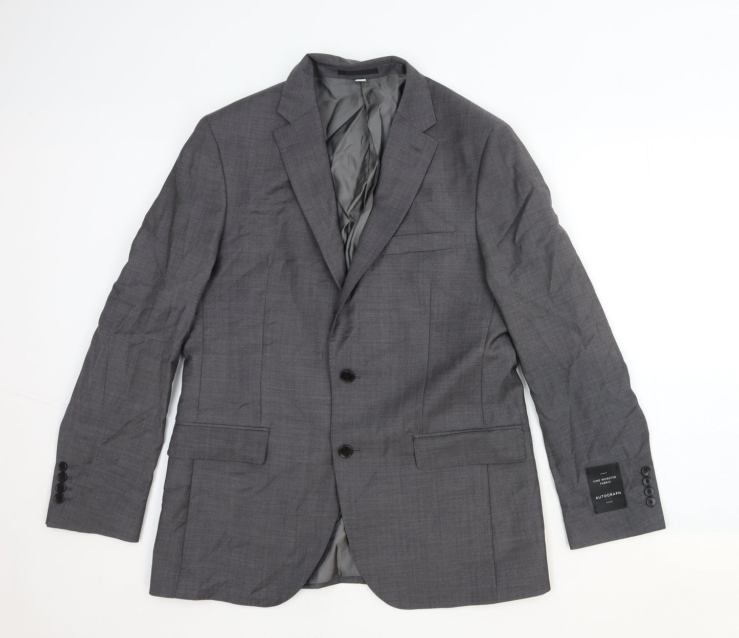 Autograph Mens Grey Cotton Jacket Suit Jacket Size 40 Regular