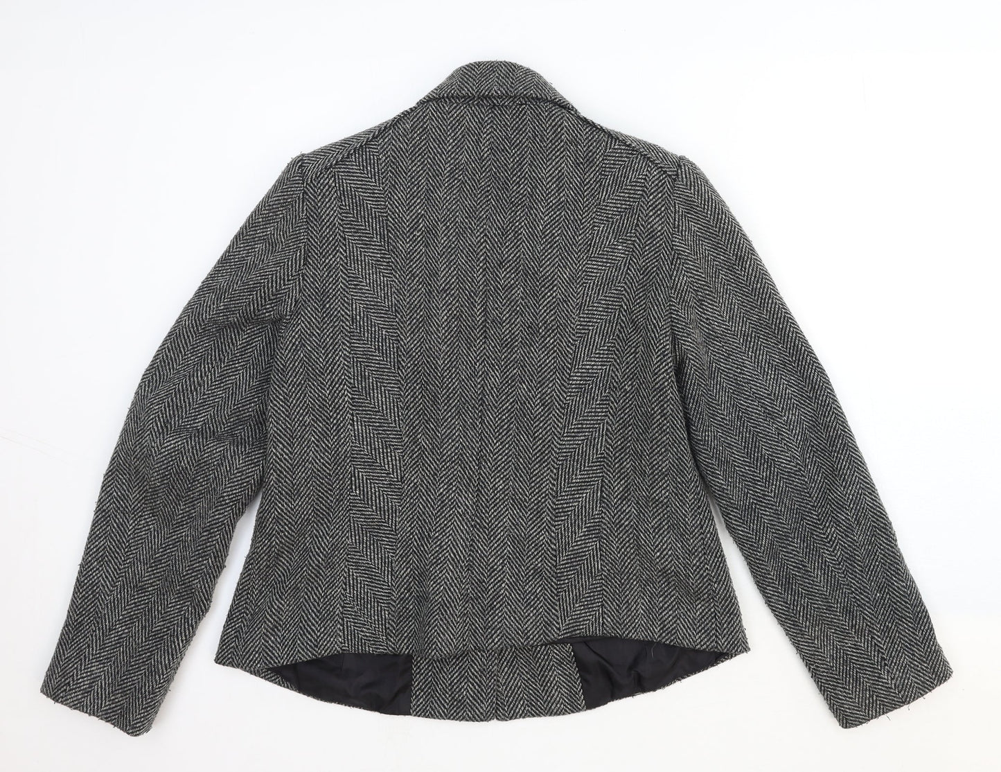 Singles Womens Grey Geometric Jacket Blazer Size 16 Button