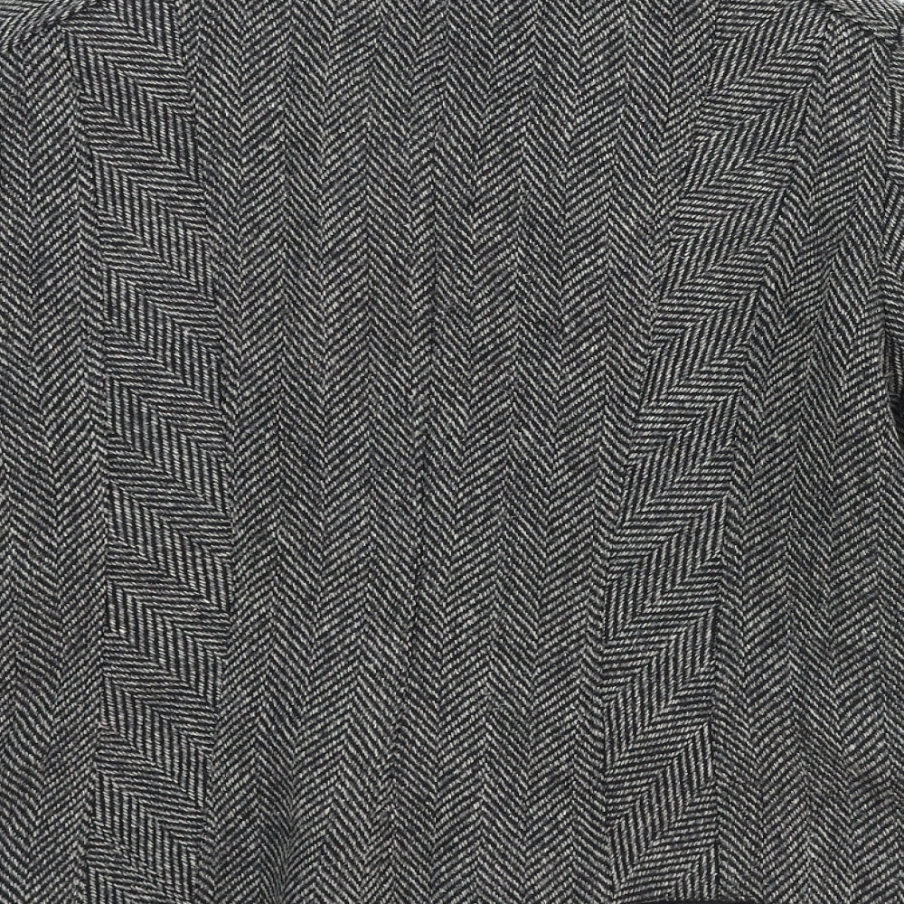Singles Womens Grey Geometric Jacket Blazer Size 16 Button
