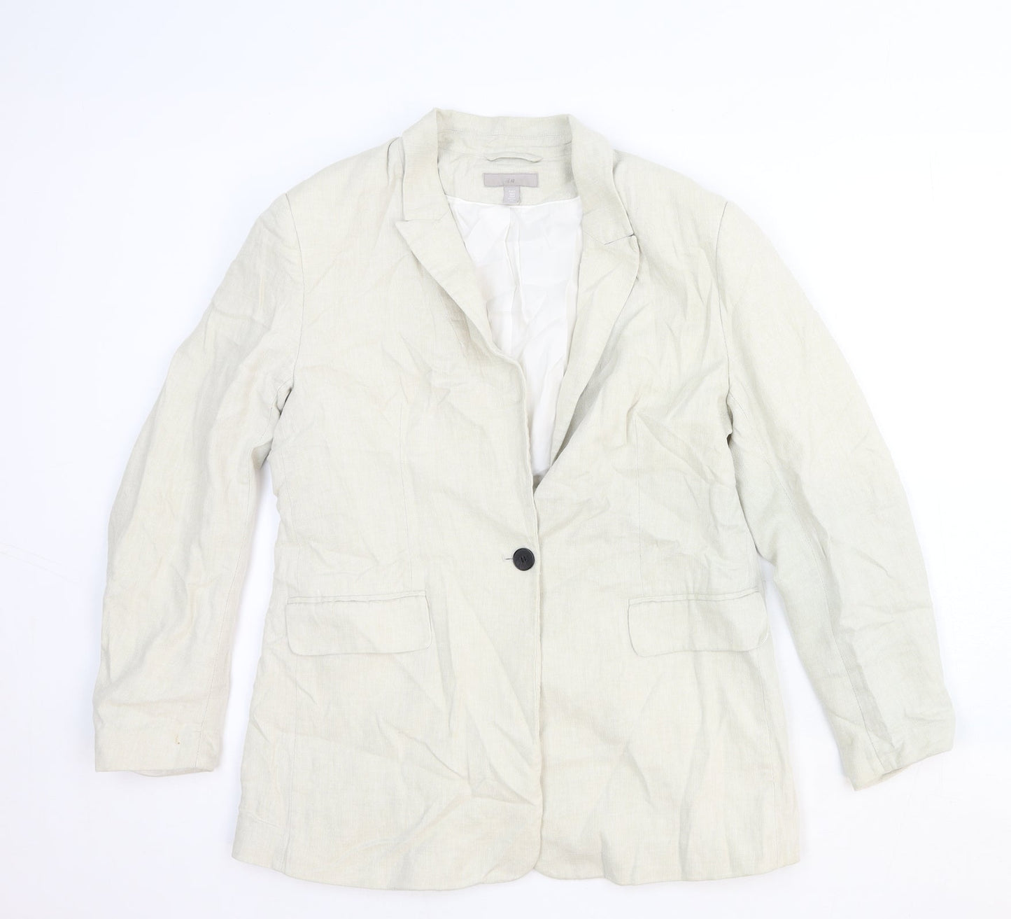 H&M Womens White Cotton Jacket Blazer Size S