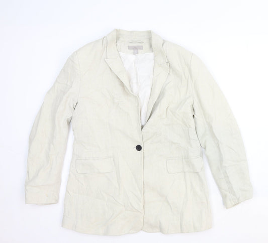 H&M Womens White Cotton Jacket Blazer Size S
