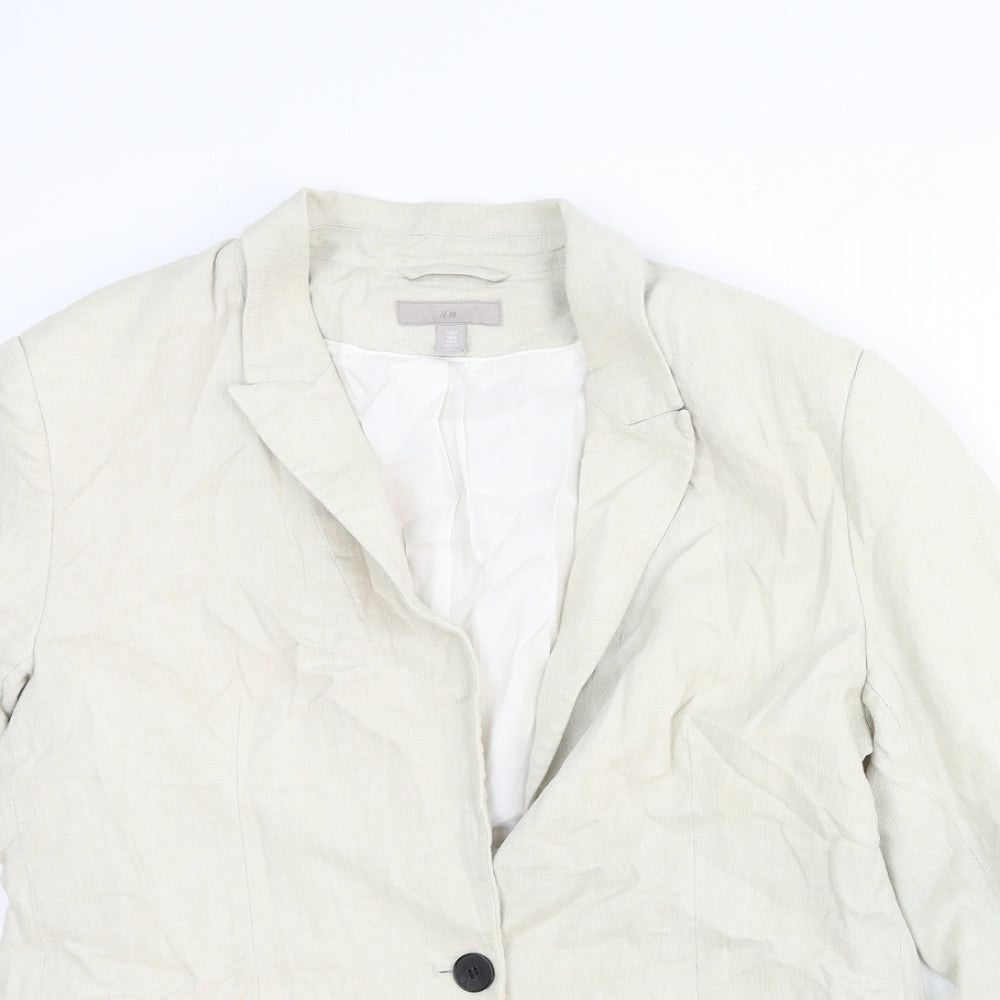 H&M Womens White Cotton Jacket Blazer Size S