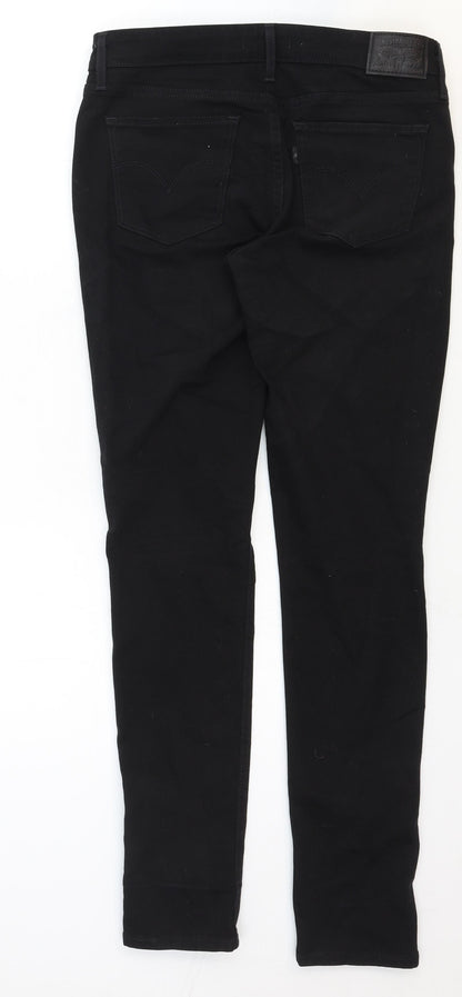 711 Skinny Womens Black Herringbone Cotton Skinny Jeans Size 28 in Regular Zip