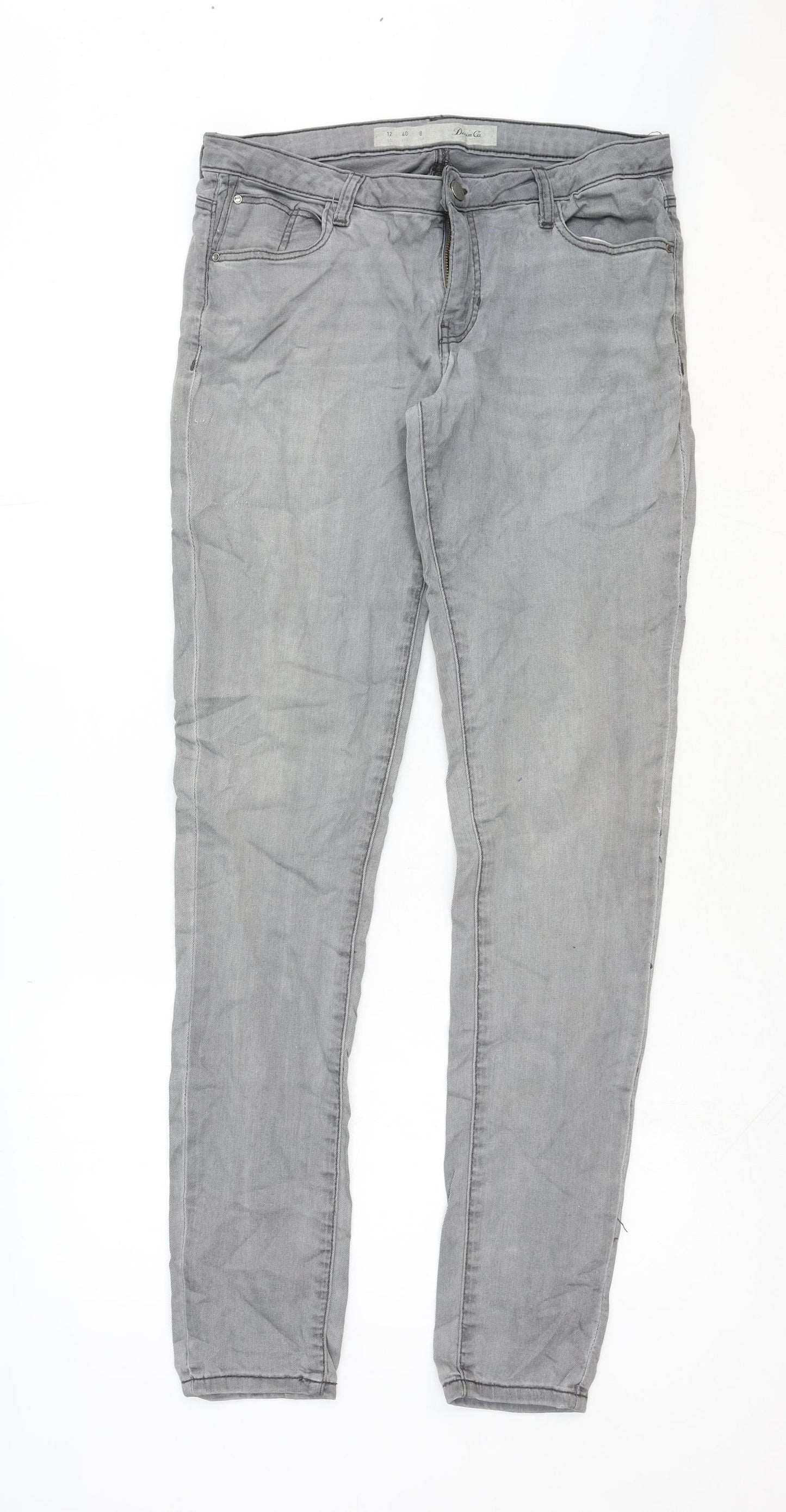 Womens UK Size 12 H&M Regular Fit Skinny Grey Jeans