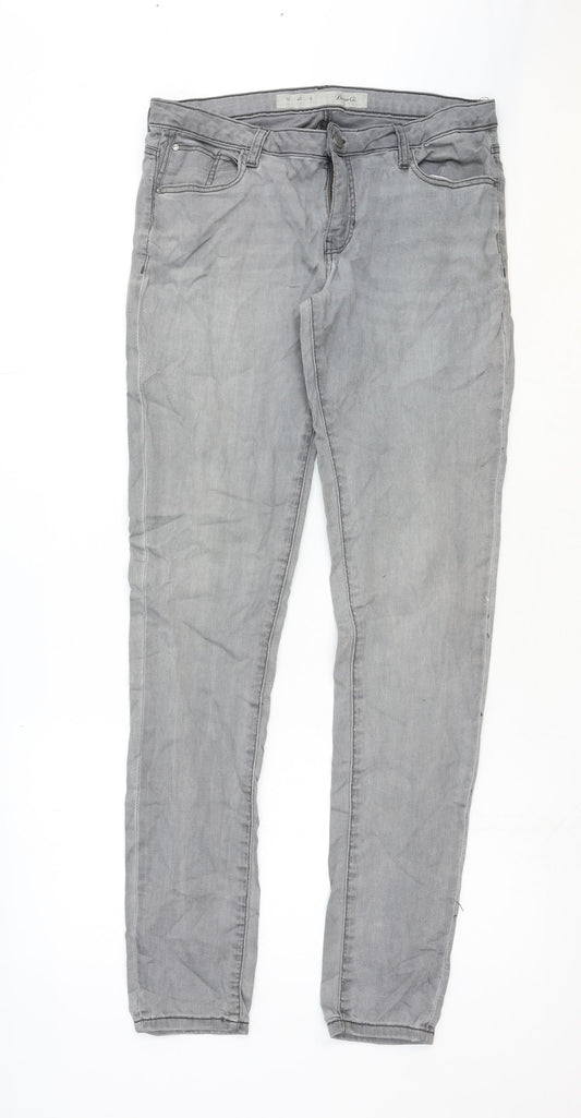Womens UK Size 12 H&M Regular Fit Skinny Grey Jeans