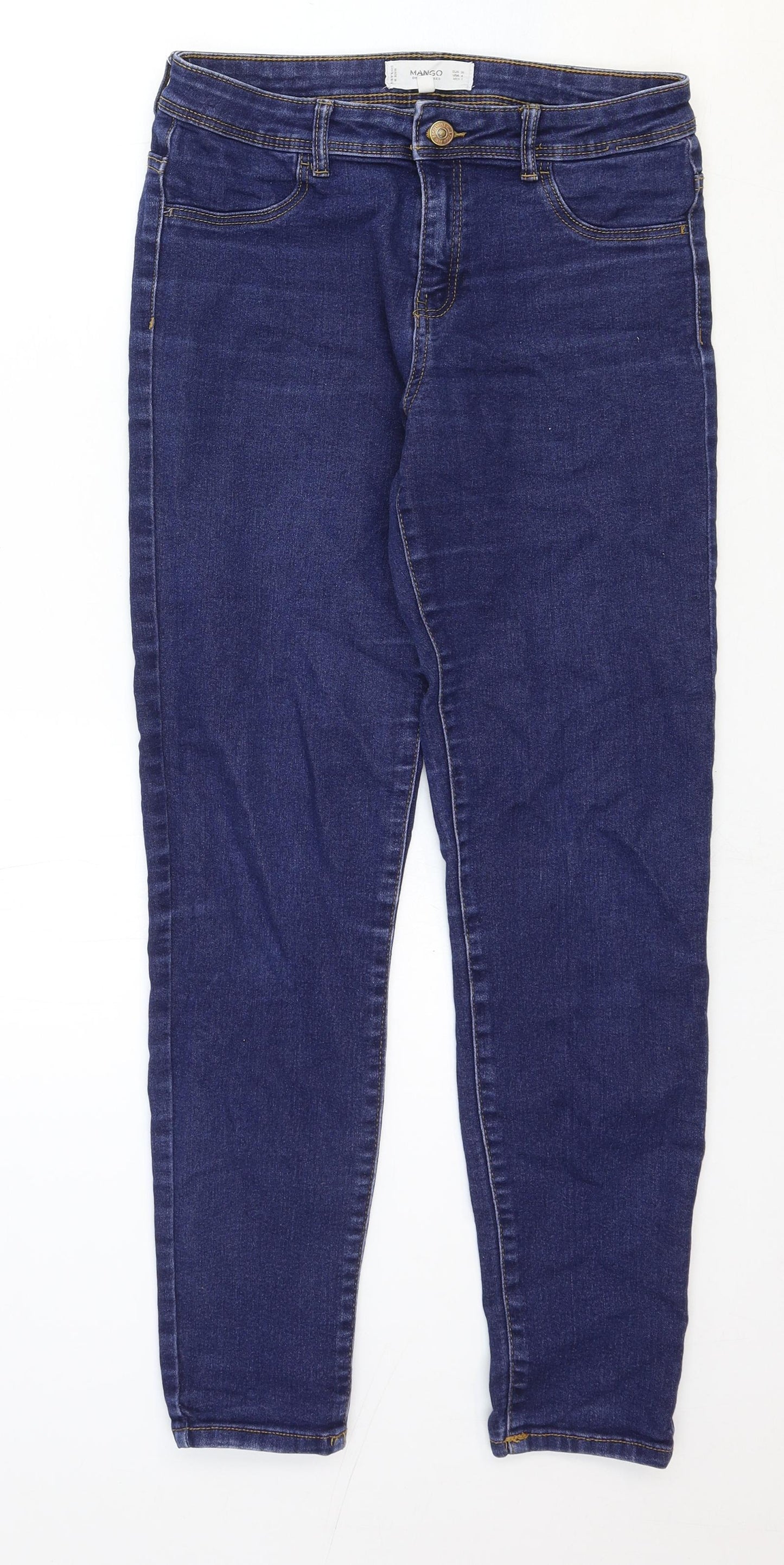 Mango Womens Blue Cotton Tapered Jeans Size 26 in Regular Zip