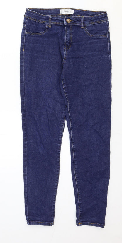 Mango Womens Blue Cotton Tapered Jeans Size 26 in Regular Zip