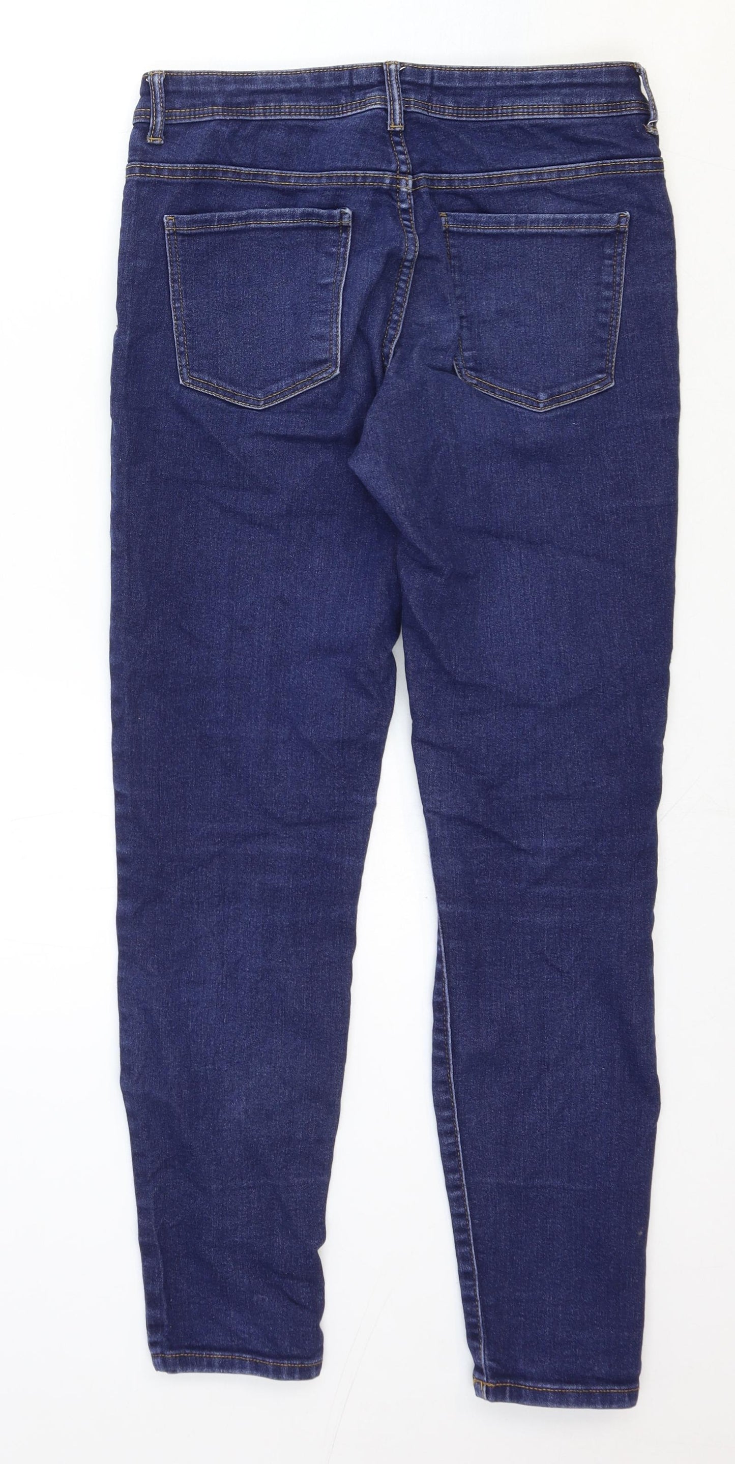 Mango Womens Blue Cotton Tapered Jeans Size 26 in Regular Zip