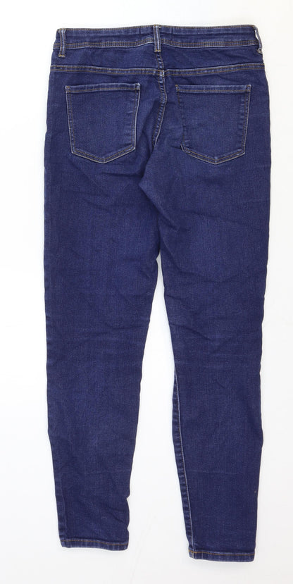 Mango Womens Blue Cotton Tapered Jeans Size 26 in Regular Zip