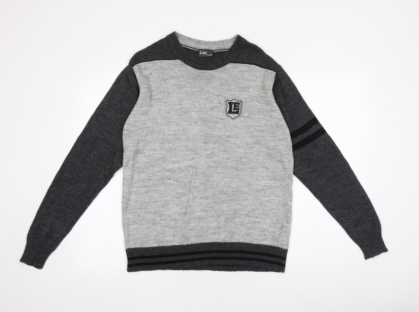 Lee Mens Grey Roll Neck Acrylic Pullover Jumper Size S Long Sleeve