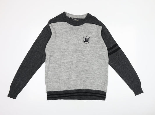 Lee Mens Grey Roll Neck Acrylic Pullover Jumper Size S Long Sleeve