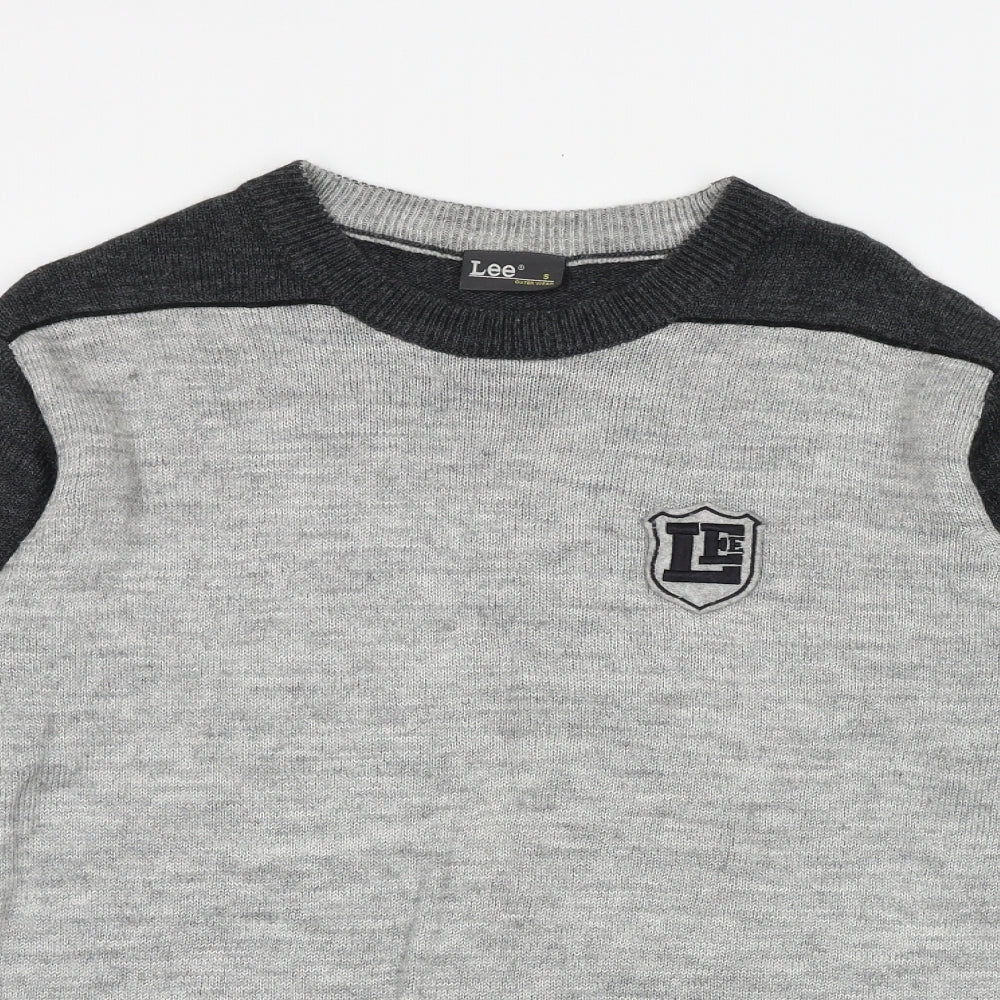 Lee Mens Grey Roll Neck Acrylic Pullover Jumper Size S Long Sleeve