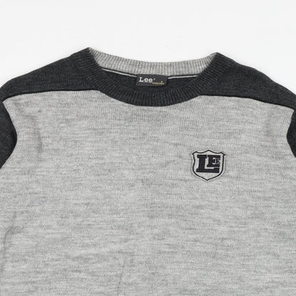 Lee Mens Grey Roll Neck Acrylic Pullover Jumper Size S Long Sleeve