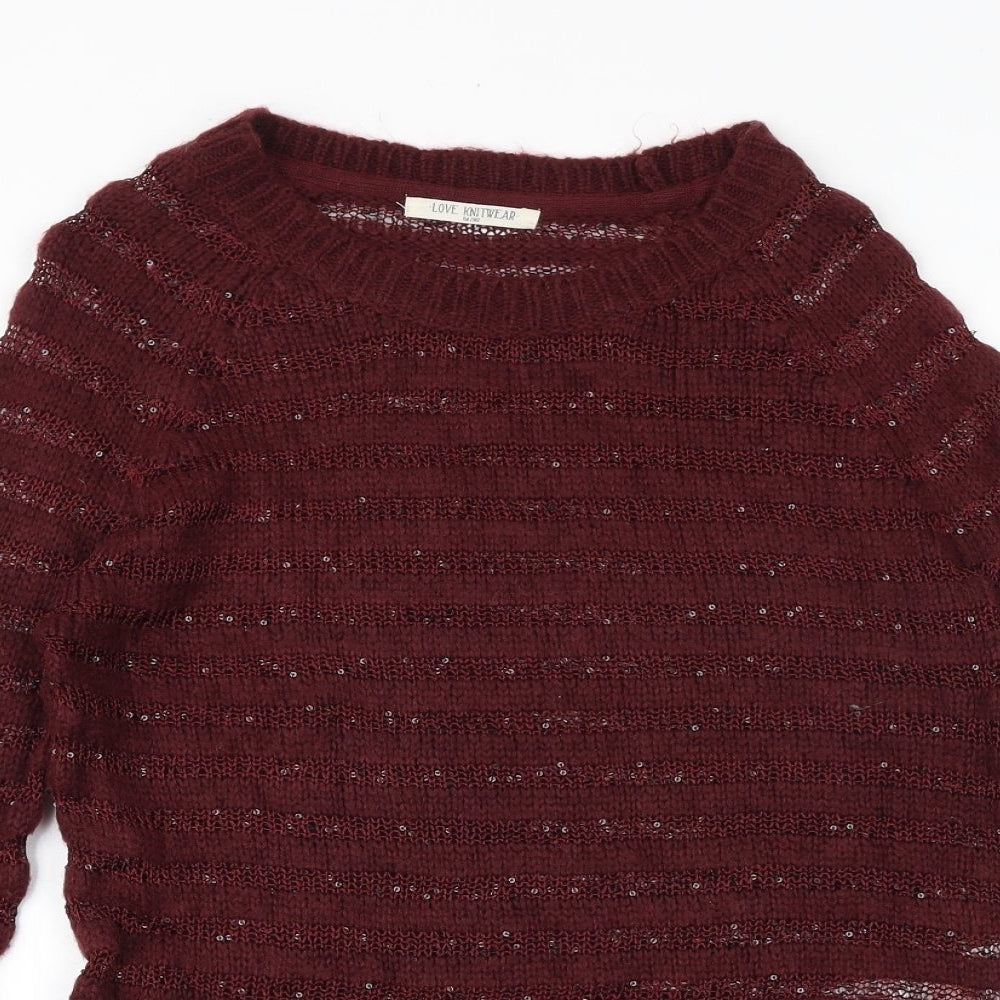 Womens UK Size 12 Love Knitwear Purple Pullover Jumper