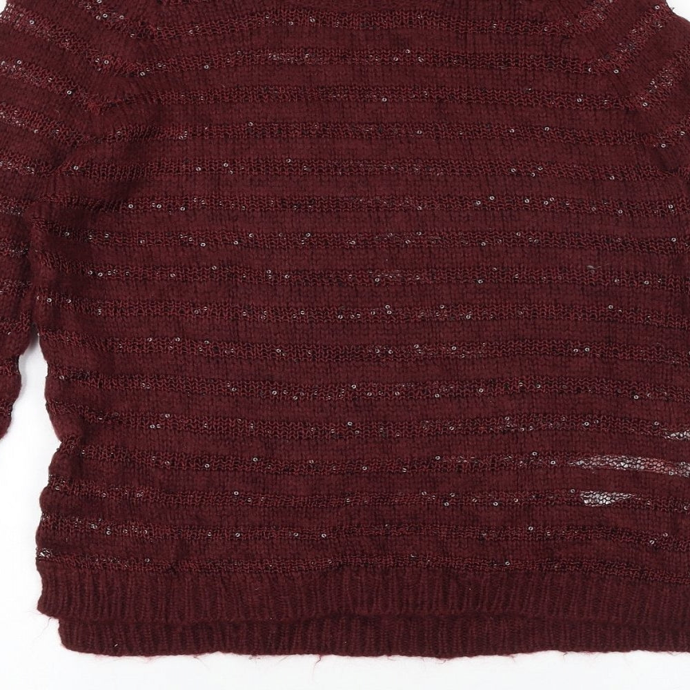 Womens UK Size 12 Love Knitwear Purple Pullover Jumper