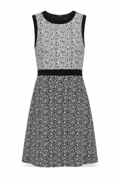 Miss Selfridge Womens Black Floral Polyester A-Line Size 4 Scoop Neck Zip